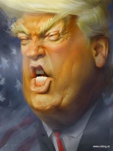 A caricature of Donald Trump