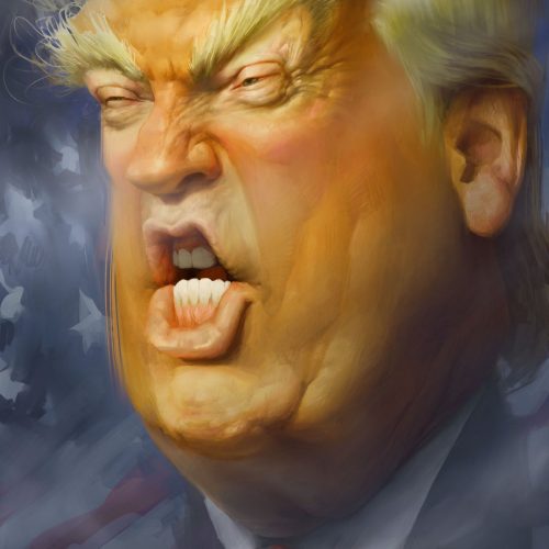 A caricature of Donald Trump