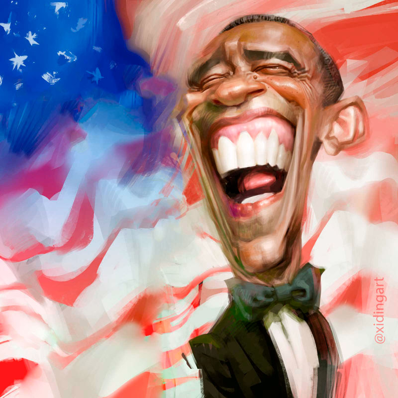 Karikatur Barack Obama und Michelle Obama