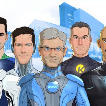 Digital Karikatur Körpervorlage Digital Transformation Gruppenbild